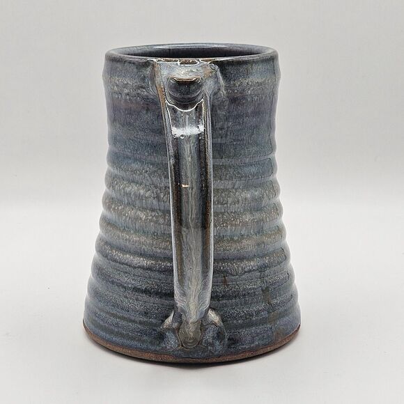 Art Pottery Blue Ceramic Mug Coffee Grog Large Cup Handmade Stoneware Signed - Picture 5 of 14